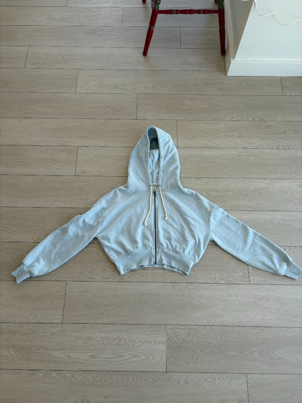 BDG Light Blue Cropped Zip Hoodie